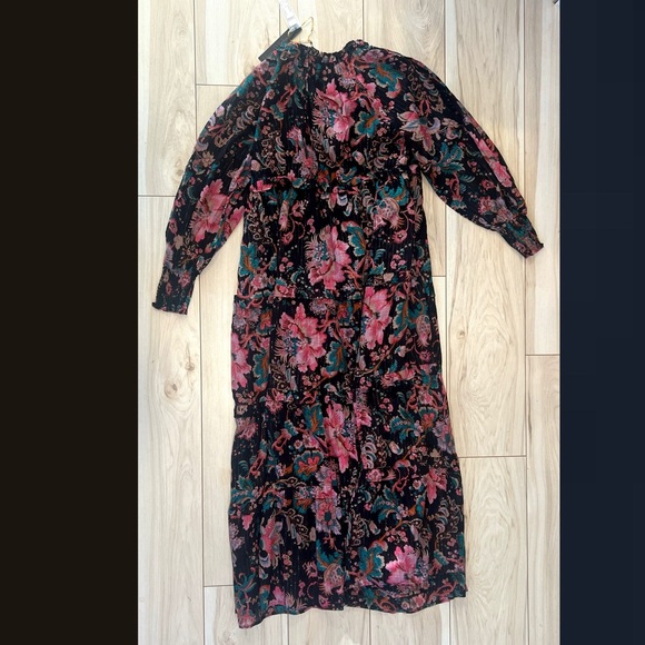 🆕 House of Harlow 1960 Lillie Black Floral Tiered Maxi Dress M - Picture 3 of 5